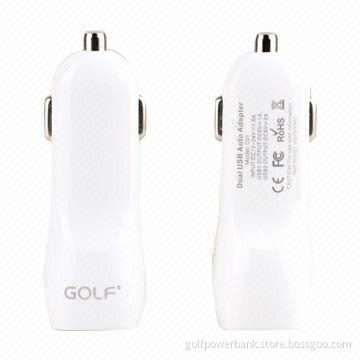 Double USB Car Chargers for iPad, Samsung Tablet with 2A Output, 12V Input Voltage